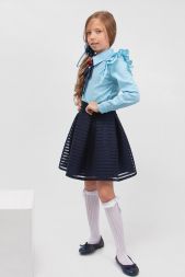 Блузка для девочки длинный рукав SP0422 голубой