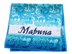 Полотенце махровое именное Марина (голубой цвет)