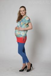 Леггинсы для беременных трикотажные - голубые, размер 42
