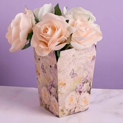 Плайм пакет для цветов Белые розы, высота 15 см