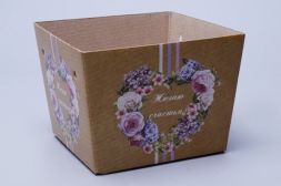 Плайм пакет для цветов МАЛЫЙ Желаю Счастья (сердце), высота 11 см