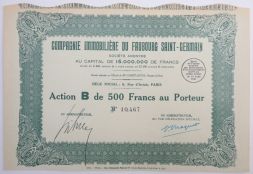 Акция Агентство недвижимости Faubourg Saint-Germain, 500 франков, Франция