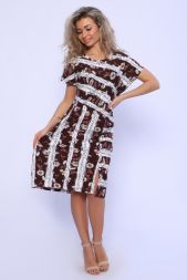 Платье женское 13127 бело-коричневый