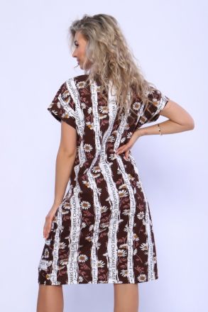 Платье женское 13127 бело-коричневый