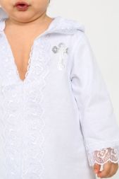 Крестильная рубашка с капюшоном арт.КРР-КП детская белый