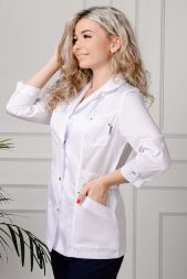 Жакет медицинский женский М-215 ткань Элит-145 кнопки (белый)