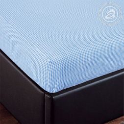 Простыня на резинке трикотажная 120х200х20 Клетка (голубой) АРТ-Дизайн