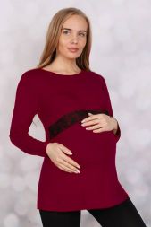 Блуза для беременных Уют бордовая с кружевом