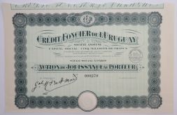 Акция Credit Foncier de L'Uruguay, 1250 франков, Франция (зелёный)