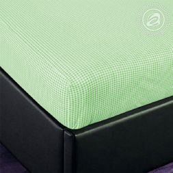 Простыня на резинке трикотажная 90х200х20 Клетка (зеленый) АРТ-Дизайн