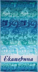Полотенце махровое именное Екатерина 3787-8 (голубой цвет)