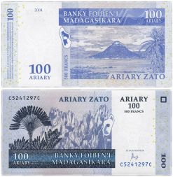 Банкнота 100 ариари 2004 года, Мадагаскар UNC