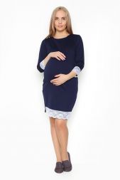 Платье для беременных Темно-синее с кружевом, размер 42