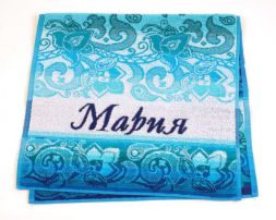 Полотенце махровое именное Мария 3787-16 (голубой цвет)