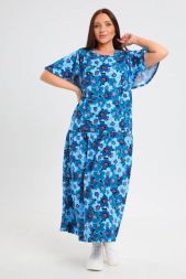 Платье женское 519Б Синий, цветы