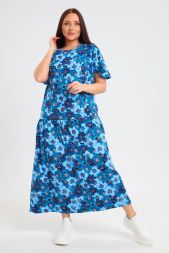 Платье женское 519Б Синий, цветы