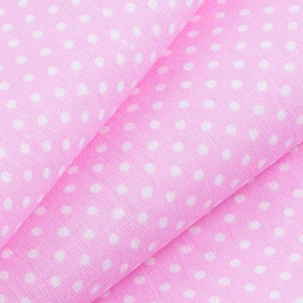 Ткань бязь 150 см ЛЮКС Горошек (розовый)
