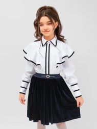 Блузка для девочки с бархатной окантовкой SP1301 белый