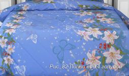 Ткань бязь 150 см ЛЮКС Лилии (голубой)