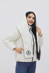Демисезонная женская куртка весна осень +дутый шарф-косынка 8193 белый