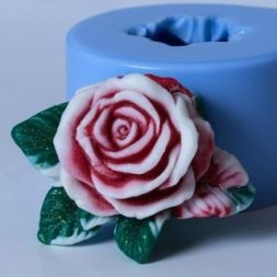 Силиконовая форма - 3D - Роза с листочками