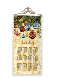 Календарь 30х72 гобелен 2024 Новогодние шарики