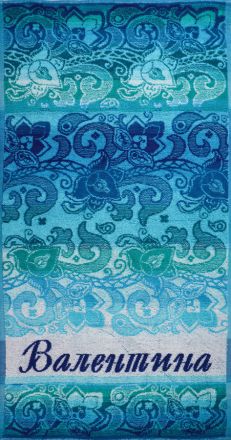 Полотенце махровое именное Валентина (голубой цвет)