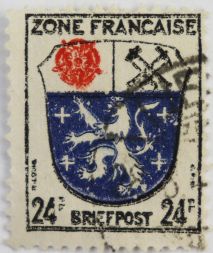 Марка 24 рейхспфенинга, Германия, Французская оккупация, Герб Саара 1945 год