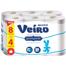 Veiro Туалетная бумага 2 - слойная Домашняя, 12 шт