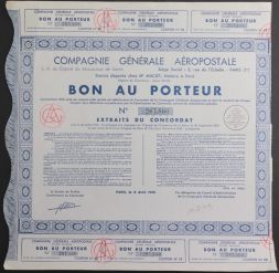 Акция Авиакомпания Aeropostale (авиапочтовые перевозки), 1935 год, Франция