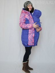 Куртка-слинг 3 в 1 зимняя Д-16 ФР фиолет-розовый узор