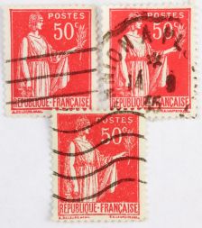 Марка 50 сантимов, Франция, Аллегория мира (розовый) 1932-1933 год
