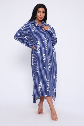Платье-рубашка женское 55059 индиго/узор