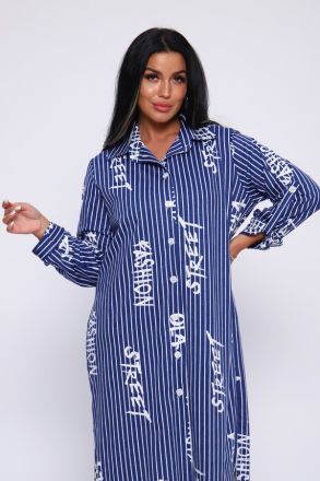 Платье-рубашка женское 55059 индиго/узор