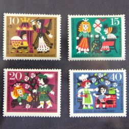 Набор благотворительных марок Сказки - Спящая красавица, Германия 1964 год (полный комплект)