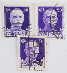 Марка 50 чентезимо, Италия, Король Виктор Эммануил III (фиолетовый) 1929 год