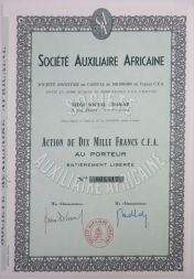 Акция Африканское вспомогательное общество, 10000 франков, Франция