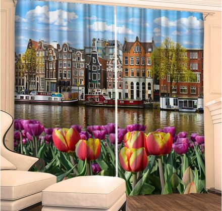 Фототюль 3D Голландские тюльпаны (вуаль)