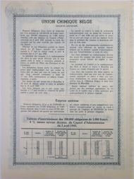 Акция Бельгийский химический союз, 500 франков 1943 года, Бельгия