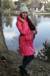 Удлиненная зимняя куртка для беременных Д-2 РУ - розовый / узор