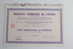 Акция бенефициара Produits Chimiques de L'Ouest, 5250 франков, Франция