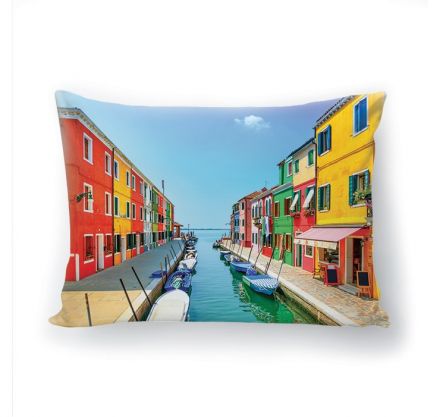 Подушка декоративная с 3D рисунком &quot;Канал цветных домов&quot;