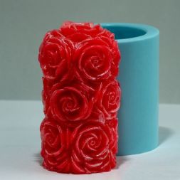 Силиконовая форма - 3D - Цилиндр с розами Макси