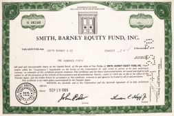 Акция Брокерская компания Smith Barney equity fund, США (1960-е, 1970-е гг.)