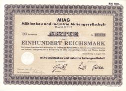 Акция Бронетанковая техника Muhlenbau und Industrie (г Брауншвейг), 100 рейхсмарок 1932 год, Германия