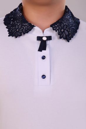 Блузка для девочки Рианна Арт. 13180 белый/темно-синий