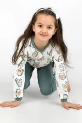 Пижама детская Кошка Авокадо с начесом (арт. ПЖ0096)