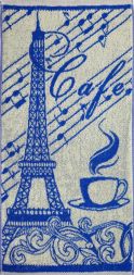 Полотенце 30х60 махровое Кафе-Париж-1 4781 (синий)