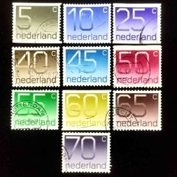 Набор марок Цифра - тип Crowel, Нидерланды, 1976 - 1991 года (10 шт.)