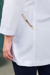 Жакет медицинский женский М-260 ткань Элит-145 кнопки (белый, с лампасами)